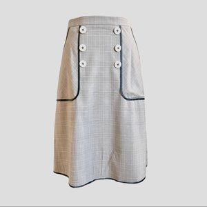 [NWT] Sui by Anna Sui Grey and Navy Piping Marine Suit Plaid Skirt Size S